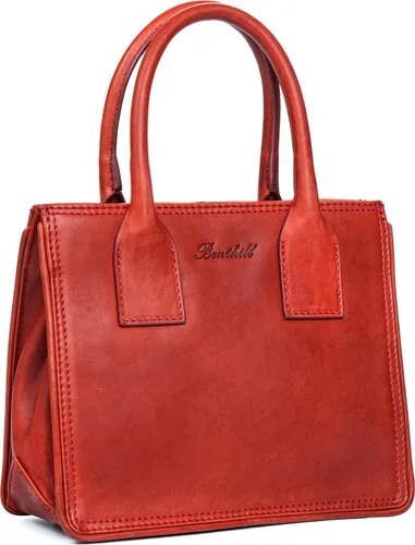 Benthill Damen Handtasche aus Echtleder | Vintage Henkeltasche in Rot - Elegante Handtasche aus hochwertigem Rindsleder, stabil und robust. Viel Platz für Ihre Essentials in einem kompakten Format. Ideal als Geschenk für besondere Anlässe.