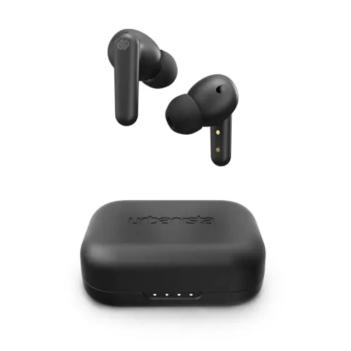 Urbanista London Midnight Black True Wireless Kopfhörer - Kopfhörer mit aktiver Geräuschunterdrückung und Ambient Sound Mode. Genießen Sie bis zu 25 Stunden Musik mit kabellosem Ladegehäuse - perfekt für Musikliebhaber!