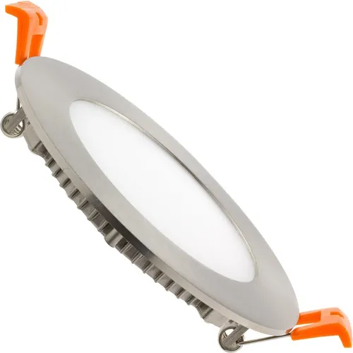 LED Einbaustrahler flach 6W Rund SuperSlim Ausschnitt Ø 110mm Silber 3000K Warmweiß