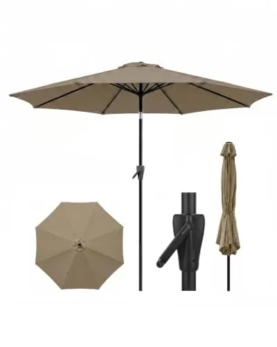 Sekey Alu-Sonnenschirm 300 cm mit Kurbel und Kippbar, UV-Schutz 50+