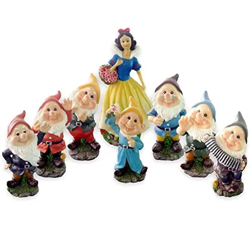 Decor Space Schneewittchen und die sieben Zwerge aus Polyresin Garten Zwerge für Blumenbeet H 44 cm