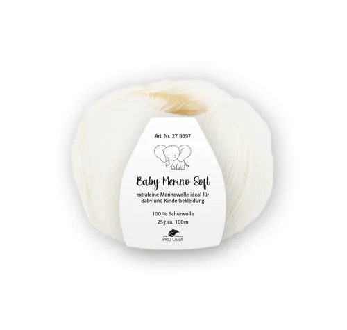 Pro Lana Baby Merino soft Häkelwolle, 100 m (Baby Merino Soft Wolle, zartes Gefühl auf der Babyhaut), 25 g