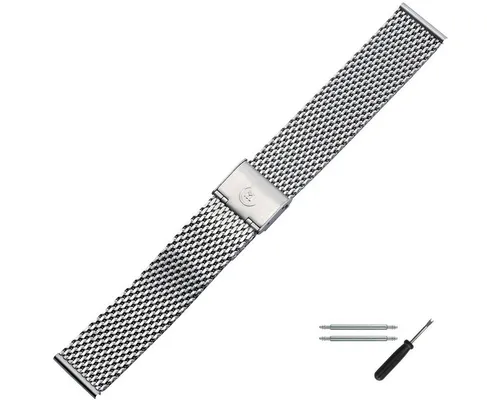 MARBURGER Uhrenarmband 20mm Edelstahl Silber Milanaise