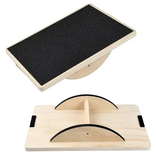 Focenat Balanceboard Holz 40*30cm, Balancebrett, Balance Trainer, Wackelbrett, Pilates Woodure Board, Office Gleichgewichtstrainer, Sports Balance Board für Erwachsene & Kinder, Fitness Trainingsgerät