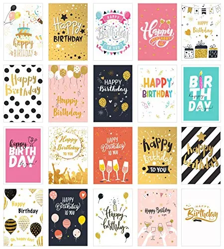 Edition Seidel Set 20 exklusive Premium Geburtstagskarten mit Briefumschlag. Glückwunschkarte Grusskarte Geburtstag Geburtstagskarte Happy Birthday