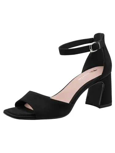 Tamaris Damen Sandalette 1-28318-46 mit Fesselriemen, Schwarz, Größe 39 EU - Elegante Tamaris Sandalette mit Karree-Spitze und Fesselriemen. Der rutschfeste Blockabsatz und die stoßdämpfende Technologie sorgen für optimalen Komfort und sicheren Halt. Ideal für stilvolle Sommermomente!