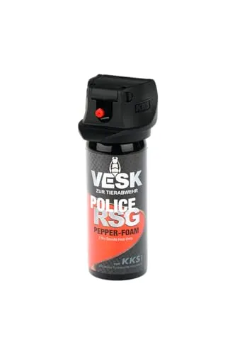 Pfefferspray VESK Police RSG Foam Schaum 50ml Sprühkopf mit Federdeckelkappe geschützt - hochwertiges Tierabwehrspray zur Selbstverteidigung