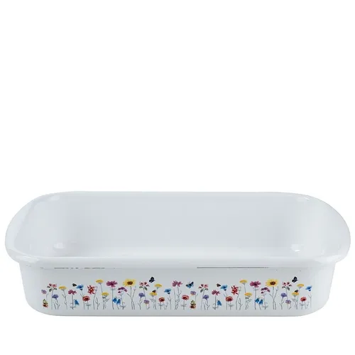 RIESS EMAILLE AUFLAUFFORM BRATPFANNE 35x23x7,5 CM FLORA NEU von Riess