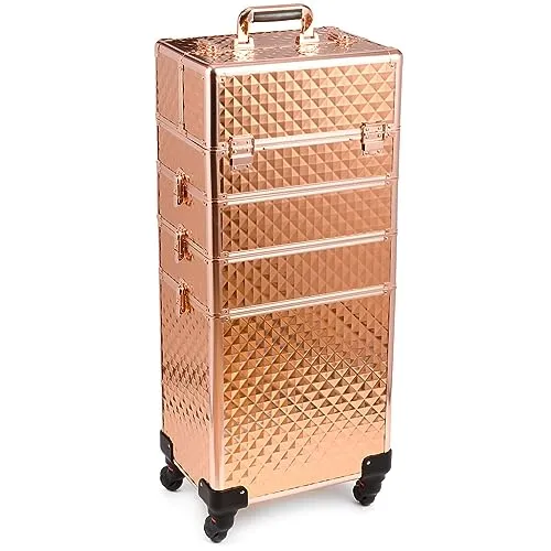 SEVICO Kosmetikkoffer Schminkkoffer Beauty Make-up Case Multikoffer professioneller Make-up Rollkoffer Organizer für die Reise abschließbare Friseurkoffer mit 360° drehbaren Rollen B:35xT:25,5xH:83 cm