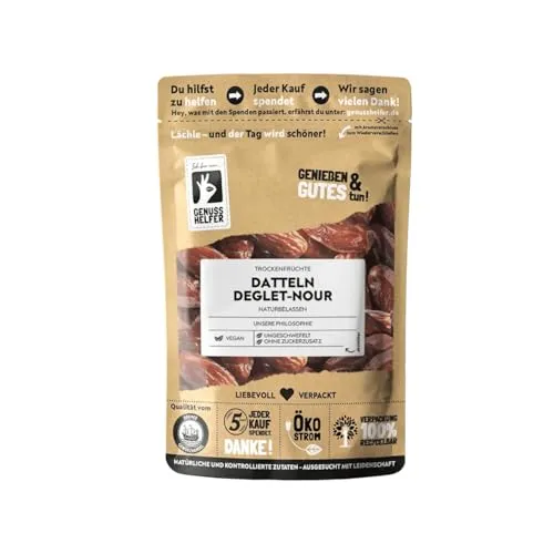 Bremer Gewürzhandel Datteln Deglet Nour, getrocknet, entsteint, ungezuckert & unbehandelt, zum Naschen, Backen, Kochen oder für Müsli, 3 x 200g