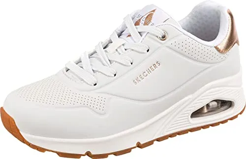 Skechers Damen UNO-GOLDEN AIR Sneakers, White, 36 EU - Damen-Sneaker mit 2,5 cm Keilabsatz und stylischen goldenen Akzenten, ideal für Komfort und modischen Auftritt.