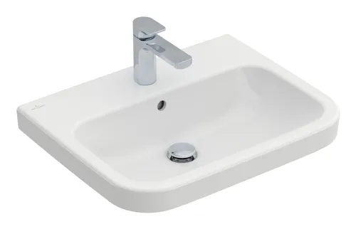 Villeroy Boch Waschbecken Architectura 600x470mm - Rechteck, 1 Hahnloch mit Überlauf, stilvolles Design in Weiß Alpin