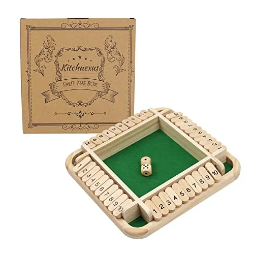 Kitchnexus Shut The Box Klassisch Würfelspiel Tisch Spiel Board Spielzeug Party Brettspiele für 2-4 Spieler