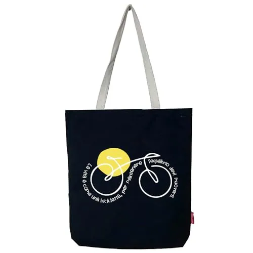 hello-bags. Einkaufstasche mit Reißverschluss, Futter und Innentasche. Außen: 100% Baumwolle. Inklusive schönem Kraft-Umschlag. Modell: Lavita Farbe: ecru/schwarz. Maße: 37 x 38 cm., Schwarz, L,