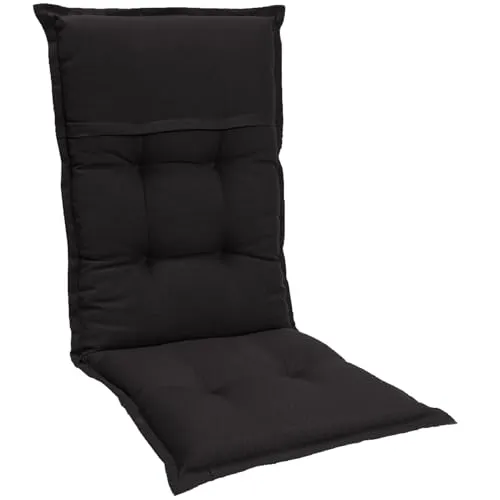Homeoutfit24 Gartenstuhlauflagen Hochlehner – 2er Set – Extra Dick 8 cm – Mit Kopfpolster – Oeko-TEX – UV-beständig – Schwarz – Made in EU – Outdoor Auflagen für Gartenstühle