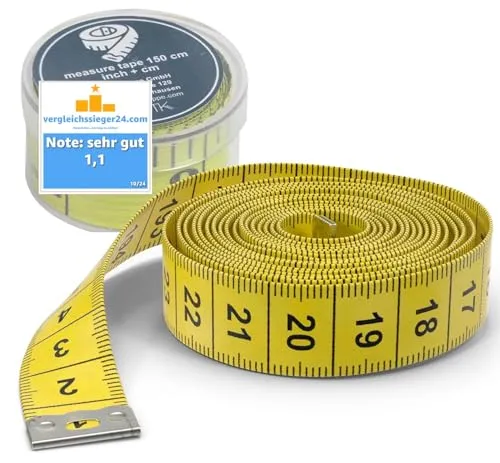 Massband 2-in-1 - Schneidermaßband 150 cm cm + INCH - Maßband zum Nähen, 150 cm lang mit doppelter Skalierung in cm und Inch, ideal für präzise Messungen in Schneiderateliers und DIY-Projekten, inklusive praktischer Aufbewahrungsbox.