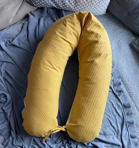 Loolay Stillkissen WAFFELPIQUE/GLATT - 170/190 cm - Stillkissen aus 100% europäischer Baumwolle mit atmungsaktiver Waffelstruktur auf einer Seite, ideal für Schwangere und Seitenschläfer. Abnehmbarer Bezug mit Reißverschluss für einfache Reinigung!