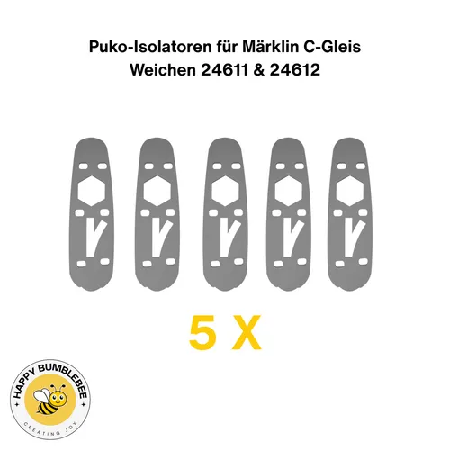 Puko-Isolatoren für Märklin C-Gleis Weichen 24611 & 24612 – Schwarz - Gleismaterial für Märklin H0, 5 Puko-Isolatoren aus robustem Kunststoff für präzise Stromführung und digitale Steuerung.