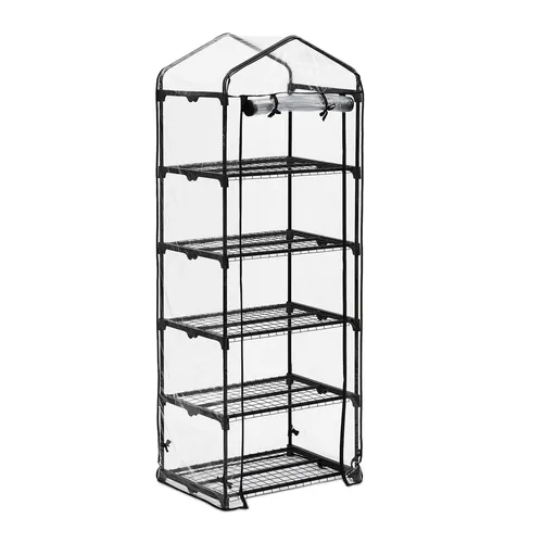 Gewächshaus Balkon Folien-Treibhaus Anzucht Regal 5 Ebenen - Garten-Zubehör mit einfacher Montage und robustem PVC-Material, ideal für die Anzucht von Pflanzen auf kleinem Raum.