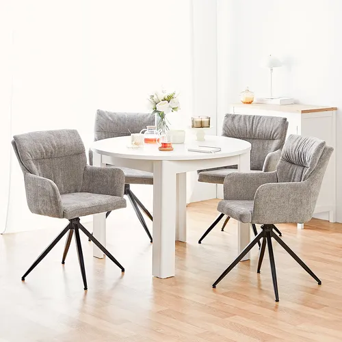 Homestyle4u 2790 Esstisch rund 106,5 cm Weiß in weiß von Homestyle4u