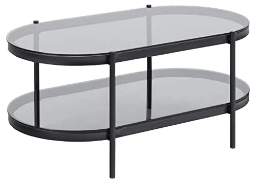 Mid.you Couchtisch - Ovaler Glas-Couchtisch in Grau, 50x42x95 cm - Eleganter ovaler Couchtisch aus Glas in Grau, ideal für stilvolle Wohnzimmer. Mit REACH-Zertifizierung für umweltfreundliche Materialien.