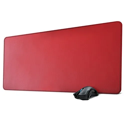 ZORESYN XXL Schreibtischunterlage aus PU-Leder – rutschfeste Büro- & Gaming-Mauspad (90x40 cm) – Rot – Schreibmatte mit Anti-Rutsch für Tastatur & Mouse