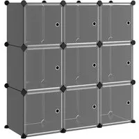 vidaXL Regalsystem mit 9 Würfeln und Türen – Schwarz PP - Vielseitiges Regal mit 9 modularen Würfeln, ideal für optimale Raumausnutzung. Robuste Stahlrahmen und pflegeleichte PP-Platten sorgen für Stabilität und einfache Reinigung.
