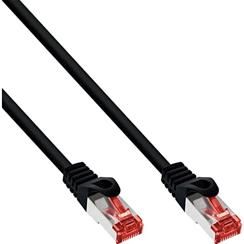 InLine 76950S Patchkabel, S/FTP (PiMf), Cat.6, 250MHz, halogenfrei, Kupfer, schwarz, 0,5m