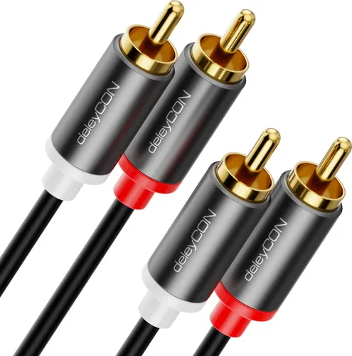 deleyCON 7,5m Cinch Kabel RCA HiFi Audio Kabel Audiokabel vergoldete Metallstecker für Heimkino Stereoanlage Verstärker HiFi-Receiver Blu-Ray Player (Extra Dünn & Flexibel)