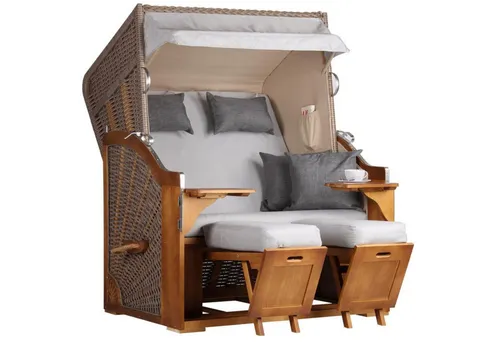 MR.DEKO Strandkorb Schleswig 2-Sitzer Komplettset von MR.DEKO