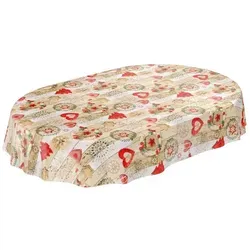 ANRO Tischdecke Wachstuchtischdecke Gartentischdecke Wachstischdecke (Einzelstück 1-tlg), Glatt 140x180cm Oval wasserabweisend rot Oval | 140 cm x 180 cm x 0.25 mm