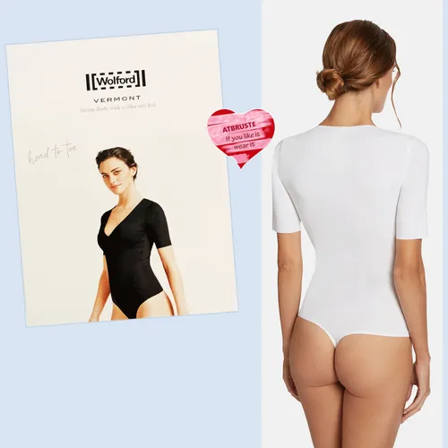 Wolford Vermont String Body • XS • white .. Eng anliegende Passform V-Ausschnitt