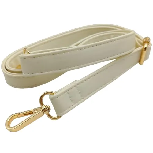 Keriocusi PU Lederriemen für Tasche Beige, Verstellbarer Damen Taschengurte mit Karabiner Gold, 80-125 cm Tragegurt Tasche für Damen, Crossbody Gurt, 2.5cm, 1712