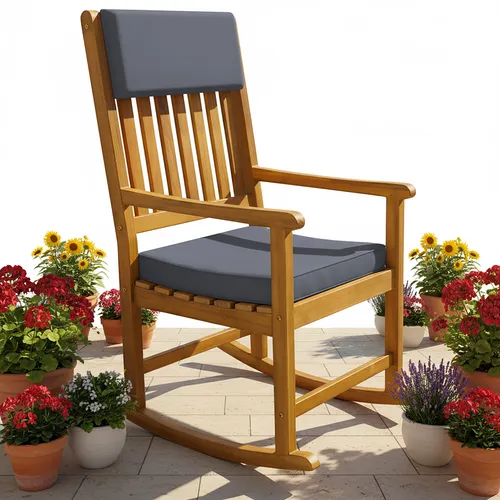 Casaria® Schaukelstuhl Gartenstuhl Holz Anthrazit – 160kg belastbar, pflegeleicht und wetterfest
