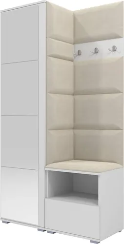 Garderoben-Set Nela I mit Spiegel und Polstergarderobe