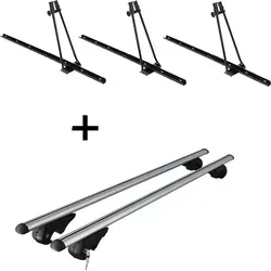 3x Fahrradträger ORION + Relingträger Rio 135 für VW Touran Kombi ab 2003 - Fahrradträger-Set für VW Touran Kombi ab 2003, ideal für den sicheren Transport von bis zu 3 Fahrrädern auf dem Dach. Einfach montagefreundlich und vielseitig einsetzbar für verschiedene Fahrradtypen.