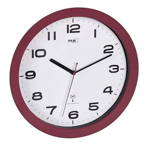 TFA Dostmann 60.3554.05 Funk Wanduhr Rot 50mm x 320mm in rot von TFA Dostmann