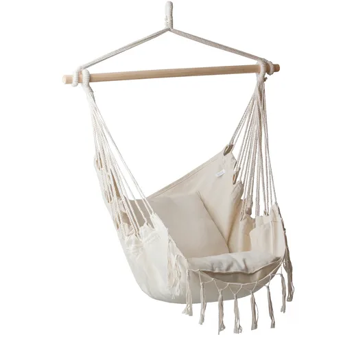 Hängesessel Hängestuhl Hängeschaukel Hängekorb Hängematte mit Kissen 100 x 90 cm