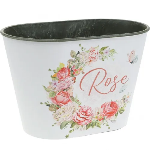 Dekoratives Pflanzgefäß mit Rosendekor für Blumen und kreative Arrangements