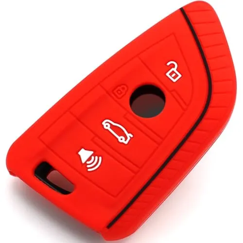 Schlüssel Hülle BE für 4 Tasten Auto Schlüssel Silikon Cover von Finest-Folia (.Schwarz Rot)