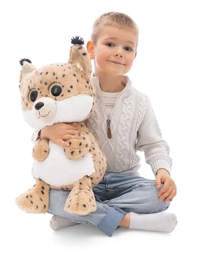 Kuscheltier GLUBSCHIS Luchs Lenzo 45cm - Stofftier & Teddybären – Flauschiger Luchs Lenzo mit Glitzeraugen, ideal zum Kuscheln und Spielen, das perfekte Geschenk für Groß und Klein!