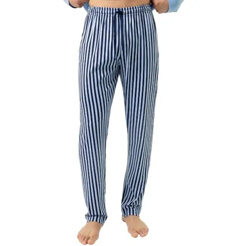 Mey - Graphic Stripes - Schlafanzug Hose XXL in Blau - Bequeme Schlafanzughose mit Komfortbund und Kordelzug aus atmungsaktivem Interlock-Jersey für ein angenehmes Tragegefühl.