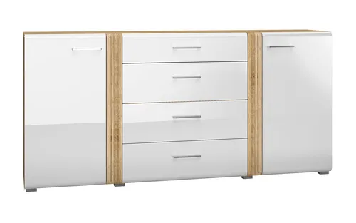 Sideboard Kommode 190cm Weiß Hochglanz Eiche Castello