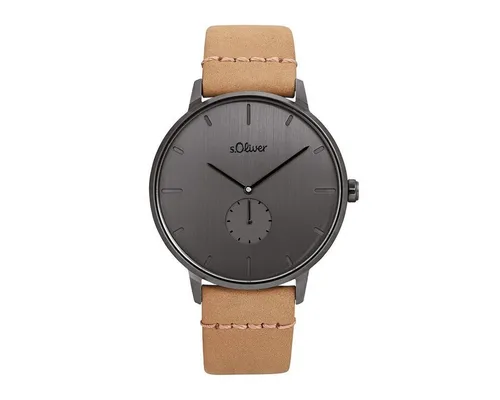 s.Oliver Herren Quarzuhr Analog mit Lederarmband - Elegante Armbanduhr für Herren, 5 bar wasserdicht und pflegeleichtes Lederarmband, ideal für jeden Anlass, kommt in stilvoller Geschenkbox.