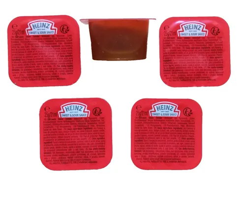 HEINZ Süßsauer-Sauce 100x 25,0 g - Grillsauce für BBQ-Fans, ideal zum Dippen und Verfeinern von Fleischgerichten, im praktischen 100er Pack.