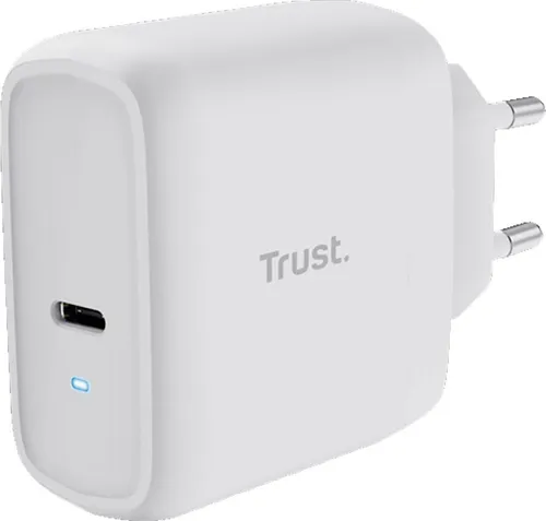 Trust Maxo Ladegerät 65 W USB-C, Weiß - Ladegeräte & Dockingstationen – Leistungsstarkes 65 W USB-C Ladegerät für schnelles Laden von Laptops und Smartphones.