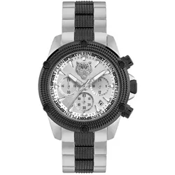 Plein Sport PSDBA0923 Hurricane Uhr 44 mm - Armbanduhren für Herren - Stilvolle Herren Chrono Uhr aus Edelstahl, Gehäusedurchmesser 44 mm, bicolor Edelstahlband und markantes Design für einen sportlichen Look.