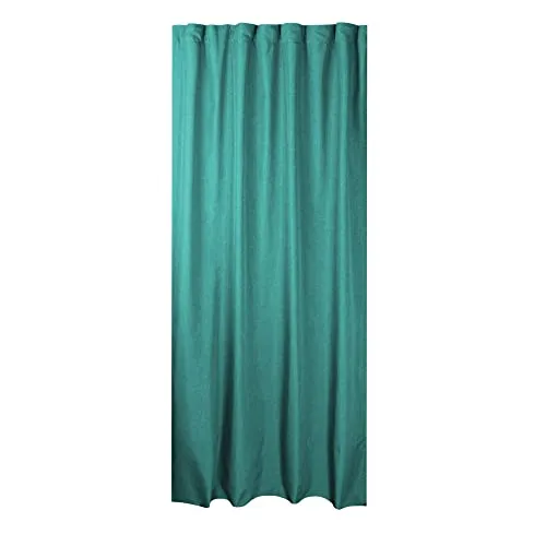 Vorhang Kräuselband Gardine Leinenoptik-Struktur Blickdicht ca. 140 x 245 cm (B/L) Petrol modisch zeitlos und perfekt kombinierbar für EIN modernes Wohnambiente