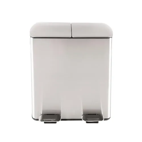 HTI-Living Mülltrennsystem Jannik 40L – Edelstahl Mülleimer mit 2 Kammern - Haushaltszubehör mit 2 Kammern für einfache Mülltrennung, Trittmechanismus für hygienische Handhabung und modernes Design in Silber.