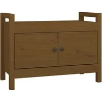 vidaXL Flurbank Honigbraun 80x40x60 cm – Massivholz Kiefer - Sitzbänke aus massivem Kiefernholz mit viel Stauraum für Ordnung im Flur. Die rustikale Optik und stabile Oberseite bieten Platz für Dekoration und als Sitzgelegenheit.